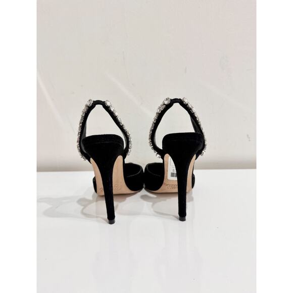 Aminah Abdul Jillil Soleil Stone Suede Slingback Sandals Black Women's Size 8 - Picture 7 of 10